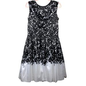 JESSICA SIMPSON Black White Floral Sleeveless Formal A-Line Dress Size 12